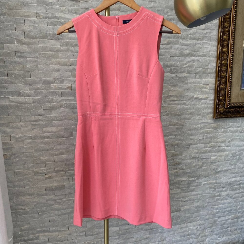 French Connection XXS Sleeveless Sheath Dress Mini Dress White Stitch Detailing